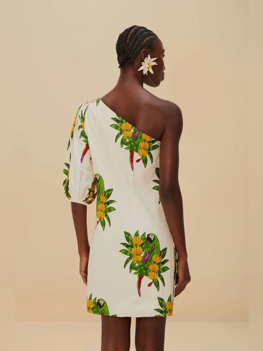 Farm Rio: Off-White Maracana Bird Mini Dress
